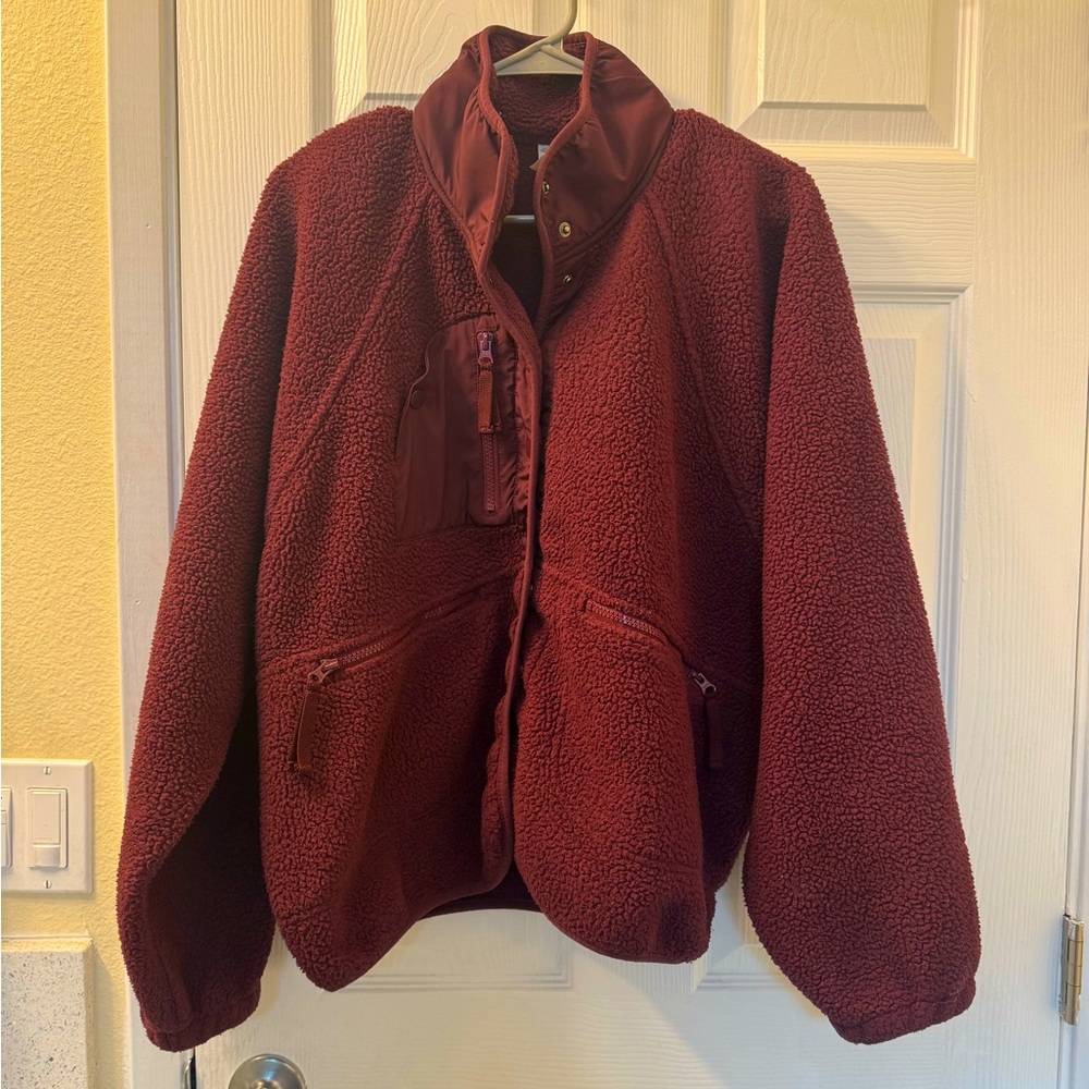 Free People Hit the Slopes Jacket L Brushed Maroon